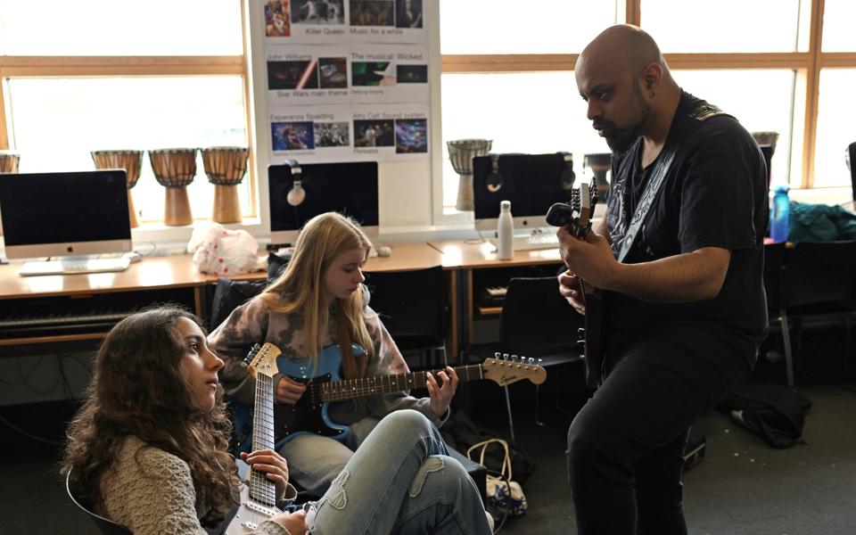 Guitar lessons in progress
